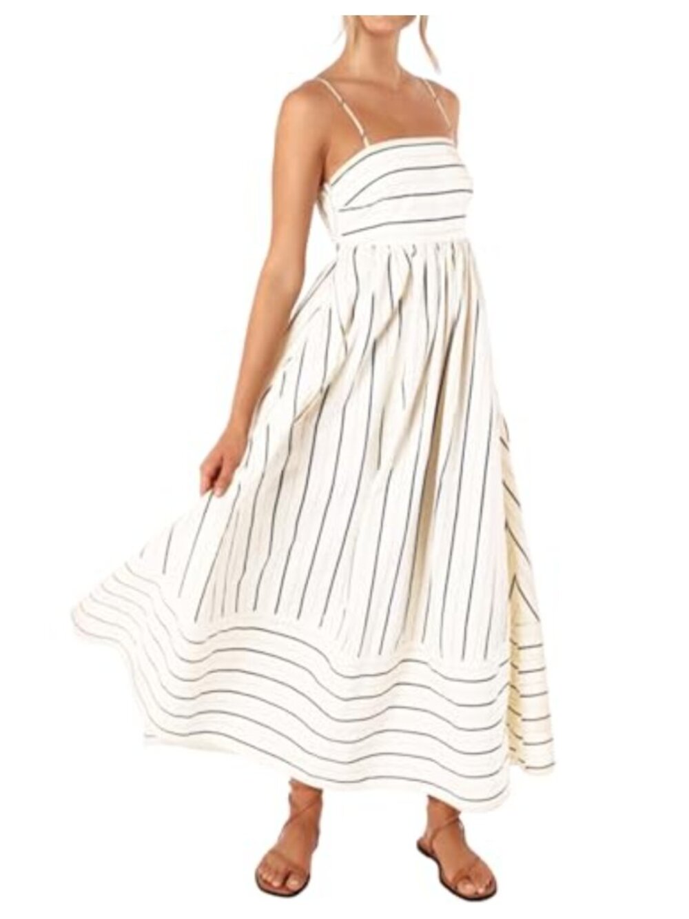 Women's Striped Maxi Sundress with Smocked Back - Beach Vacation Dress